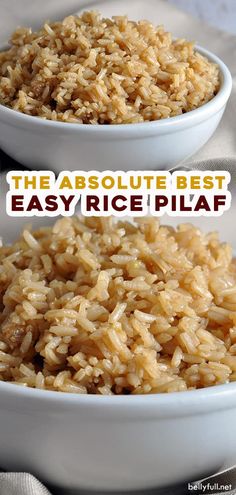 two white bowls filled with rice on top of a table