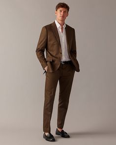 Ludlow Slim-fit suit jacket in Italian chino Brown Suit Wedding, Men Suit Outfit, Men Formal Outfit, Formals For Men, Brown Suits For Men, Suit For Men Wedding, Mens Casual Suits, Fall Suit, Mens Wedding Attire