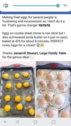 an instagram post about eggs being cooked and then baked