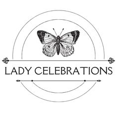 the logo for lady celebrations with a butterfly on it's back and words below