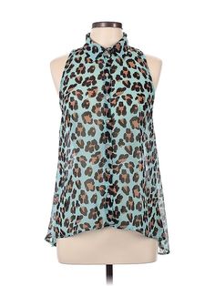 Toska Sleeveless Blouse Size: Large Tops - used. 100% POLYESTER, Animal Print | Toska Sleeveless Blouse: Teal Animal Print Tops - Size Large Casual Sleeveless Leopard Print Top, Casual Leopard Print Sleeveless Tank Top, Leopard Print Sleeveless Vacation Top, Sleeveless Leopard Print Vacation Tops, Sleeveless Leopard Print Top For Vacation, Animal Print Tops, Sleeveless Blouse, Print Tops, Sleeveless Top