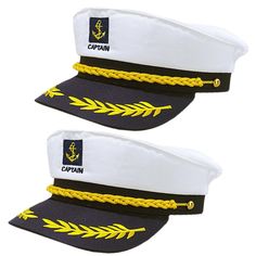 PRICES MAY VARY. Material: Polyester fiber, comfortable and breathable, soft and lightweight, skin-friendly, suitable for long-term wear. Design: The captain hat is designed with a classic sailor hat style, with a wide brim, a captain's hat button, and a beautiful anchor pattern. Size: The captain hat is suitable for most head sizes, with an adjustable rope inside to ensure a snug fit and prevent the hat from flying off. Occasions: The captain hat is perfect for sea parties, role-playing, Hallow Yellow Braids, Marine Costume, Captain Costume, Navy Costume, Sailor Cap, Nautical Themed Party, Boat Captain, Navy Sailor, Fancy Costumes