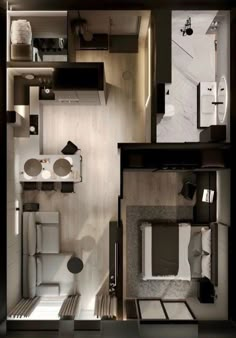 an overhead view of a small apartment