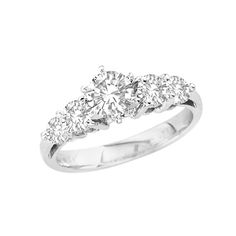 a three stone diamond ring in white gold