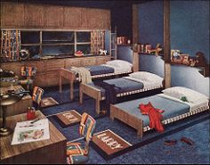 an image of a bedroom setting with twin beds and toys on the floor in it