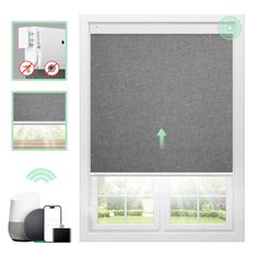 an image of a window with the roller shades closed and instructions on how to use it