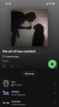 an iphone screen with the caption that reads,'the art of eye contact '