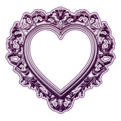 a heart shaped frame with an ornate pattern on it's edges, in purple and white