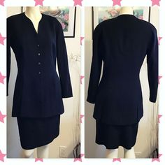 UP FOR SALE A TAHARI ASL WOMEN BLACK SKIRT SUIT & JACKET SIZE 8 MATERIAL: 100% WOOL ~Please check the measurements before ordering. JACKET ~BUST (armpit to armpit) 19" ~Sleeve Length raglan style (collar seam - bottom of hem) 28" ~Back Length (collar seam - bottom of hem) 31" SKIRT: WAIST: 26" , Long length: 22" ~Condition: USED LIKE NEW Shipping: Merchandise will ship within 24 hrs of receipt of confirmed payment. We ship via USPS Priority Mail with delivery confirmation. Shipping rates quoted Black Long Sleeve Skirt Suit For Formal Occasions, Formal Black Long Sleeve Skirt Suit, Classic Long Sleeve Evening Skirt Suit, Black Skirt Suit, Skirt Suit, Black Skirt, Long Length, Priority Mail, Suit Jacket