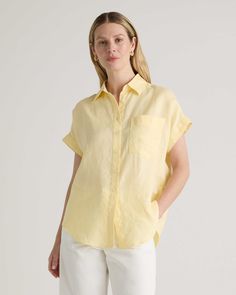 Silk Pajamas Shorts, Silk Pajama Pants, Silk Tee, Silk Cami, Quarter Zip Sweater, Soft Yellow, European Linens, Camp Shirt, Silk Tank