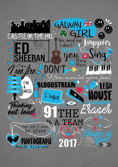 a poster with different types of lettering on it's back side and the words written in