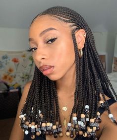 African Wooden Hair Beads, Moms Hairstyles, Braid Bob, Puff Hairstyles, Braids And Beads, Trendy We Fryzurach, African Hair Braiding Styles, Braided Cornrow Hairstyles