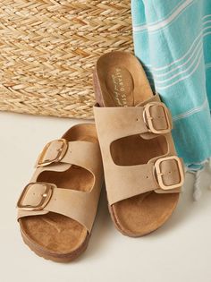 The classic silhouette of these sandals offers a touch of effortless style that complements any outfit. A molded footbed and a soft, contoured upper cradle your feet in blissful comfort, no matter where your day takes you. Double Buckle Sandals, Altard State, Only Shoes, Buckle Sandals, Altar'd State, Classic Silhouette, Western Boots, Tan Brown, Women's Shoes Sandals