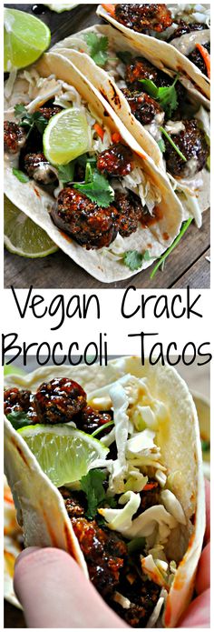 vegan crock broccoli tacos with black beans and cilantro