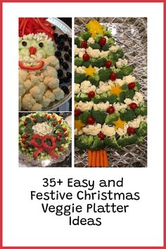 the cover of 35 + easy and festive christmas veggie platter ideas