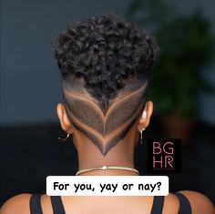 For you, Yay or Nay? Drop your thoughts below! #BlackHairMagic #AfroGoddessGlow #CrownOfCurlsNCoils #MelaninHairMoods | Instagram Shaved Sides Designs Patterns, Tapered Haircut Women, Side Shave Designs For Women, Boy Cut For Women, Blonde Hair Designs, Fade Haircut Women, Short Hair Mohawk, Natural Hair Mohawk, Black Girls Hair