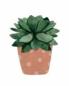 a painting of a potted plant with polka dots