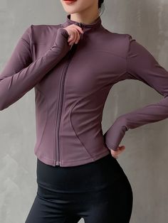 Sixsr Women's Quick-drying Fitness Running Zipper Jacket, Long Sleeve High Stretch Long Sleeve Track Jacket For Winter, Sport Long Sleeve Outerwear With Ykk Zipper, Fitted Track Jacket With Zipper For Outdoor, Fitted Track Jacket With Zipper Closure For Outdoor, Stretch Outerwear With Zipper Closure For Outdoor Activities, Long Sleeve Track Jacket With Zipper For Gym, Long Sleeve Workout Tops With Zipper Closure, Long Sleeve Gym Tops With Zipper Closure, Fitted Long Sleeve Outerwear With Ykk Zipper