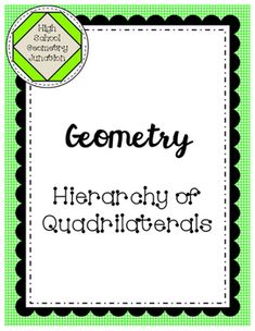 a green and white book cover with the words,'geometric library of quadrilaters '