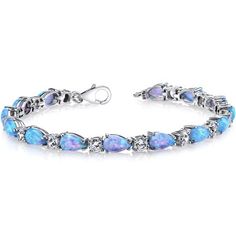 Showcase your style with this Sterling Silver 7.00ct total weight Created Opal link bracelet. This blue Opal bracelet is just right for a special occasion or an accent for your everyday outfit. This bracelet features prong set pear shape Opal gemstones in 925 stamped Sterling Silver. At approximately 7.25 inches in length, this Sterling Silver gemstone bracelet makes a wonderful gift. Size: one size. Gender: female. Age Group: adult. Opal Gemstone Bracelet, Opal Diamond Bracelet, Women Bracelets, Gold Armband, Watches Women, Sterling Bracelets, Stylish Bracelet, Opal Bracelet, Pretty Bracelets