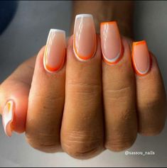 cute nails, aesthetic nails, summer nails, orange nails, minimalist nails, simple nails Cute Nails Aesthetic, Aesthetic Nails Summer, Summer Nails Orange, Nails Minimalist, Nails Orange, Aesthetic Nails, Nails Aesthetic, Nails Simple