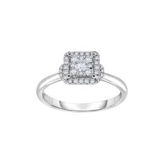 Beautifully adorned with shimmering, round-cut diamonds, this 14k white gold engagement ring showcases your unending love. Beautifully adorned with shimmering, round-cut diamonds, this 14k white gold engagement ring showcases your unending love. Size 7 Metal: 14k white gold Plating: rhodium Packaging: boxed Width: 3.1 mm Finish: polishedDIAMOND DETAILS Total weight: 5/8 ct. Color grade: H-I Clarity: I3 Shape: round Setting: bezel, prong Gemstones may have been treated to enhance their appearance Unending Love, White Gold Engagement Ring, Cluster Engagement Ring, White Gold Engagement, White Gold Engagement Rings, Gold Engagement Ring, Gold Engagement, Vintage Diamond, Round Cut Diamond