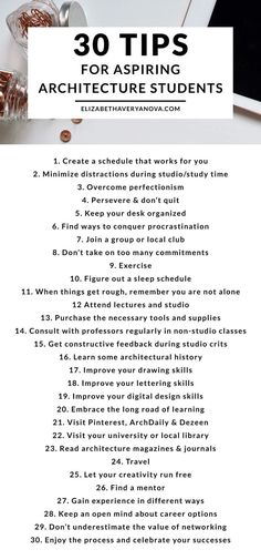 the 30 tips for aspiring architecture students