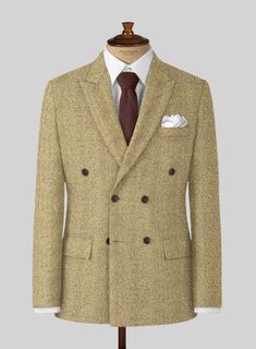 Aim for a lavish take on a casual style with our Highlander Heavy Beige Herringbone Tweed Double Breasted Jacket. Most significantly, crafted from a pure wool material expresses a thick, decently rugged and gorgeously soft texture with a distinctive herringbone weave over a brown hue. Additionally, the cloth exudes an enormously cozy vibe, which makes this jacket an excellent investment for the winter.    Look Includes    Highlander Heavy Beige Herringbone     Tweed  Fabric  Double Breasted Jac Herringbone Tweed Jacket, Harris Tweed Jacket, Herringbone Coat, Herringbone Jacket, Tweed Suit, Suit Pattern, Bespoke Suit, Linen Suits, Herringbone Tweed