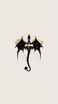 a black and gold dragon with wings on it's back