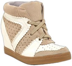 N.Y.L.A. Premium Footwear Casual White Round Toe Wedge Boots, Casual White Wedge Boots With Round Toe, Casual White Wedge Boots For Spring, Trendy Beige Suede Sneakers, White Leather High-top Wedge Boots, Trendy White Leather Wedge Sneakers, White Leather Wedge Boots With Round Toe, White Leather Round Toe Wedge Sneakers, High-top Suede Wedge Boots