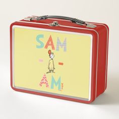 Green Eggs and Ham | Sam-I-Am Metal Lunch Box - tap/click to get yours right now! #MetalLunchBox  #dr #seuss #doctor #seuss #childrens Fun Lunch, Green Eggs And Ham, Metal Lunch Box, Green Eggs, Kids Lunchbox, Holiday Postcards, Personalised Blankets, Kids Lunch