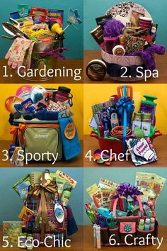 there are many different types of gifts in the basket for someone's special occasion