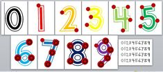 the numbers are arranged in different colors and sizes, including one for each number to be written