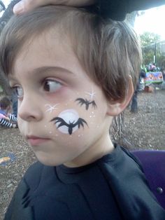 Woo Who! - Austin, TX, United States. Bats Face Paint Cheek Painting, Bat Face Paint, Halloween Face Paint Ideas, Bat Makeup