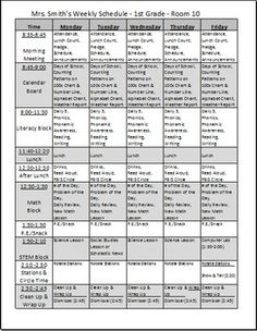 an image of a timetable for the school's upcoming class, which is in english and