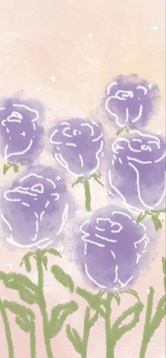 some purple flowers on a pink and green background