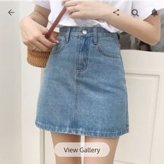 Slim Fit Light Blue Denim Skirt From Yesstyle. It Didn't Fit Me. Measurements Are 66cm Or 26in. Need To Make Button Opening As It Came Sealed. Vintage Style Skirts, Korean Fashion Shorts, Rok Mini, Womens Denim Skirts, Retro Skirt, Cheap Skirts, Korean Fashion Women, A Line Mini Skirt, Bodycon Fashion