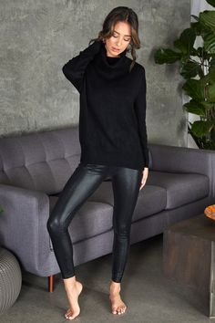 Elastic Waistband Motion Legging Faux Leather T1: 95% Polyester 5% Elastane  T2: 100% Polyurethane Made in Italy  Nadia is 5'11 wearing a small Wet Look Leggings, Wet Look, Scales, Black Leggings, Latest Fashion, Leather Pants, Motion, In Italy, Faux Leather