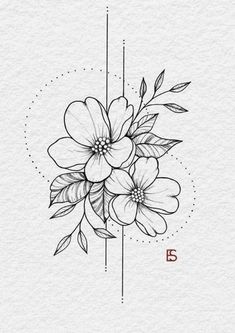 a black and white flower tattoo design