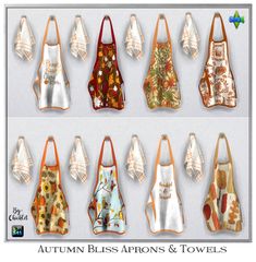 the aprons are all different colors and designs