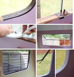 several pictures of different parts of a window