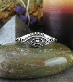 Oxidized Evil Eye Ring | Woot & Hammy Silver Symbolic Toe Rings, Silver Symbolic Midi Rings, Silver Symbolic Midi Rings For Wedding, Silver Symbolic Stackable Rings, Symbolic Silver Stackable Rings, Contrast Jewellery, Finding Feathers, Moon Pentacle, Angel Ring