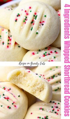 two pictures showing different types of cookies with sprinkles on top and bottom