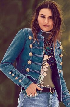 Military Jacket Women, Denim Outfits, Denim Inspiration, Denim Diy, Outfits Casual, Coat Fashion