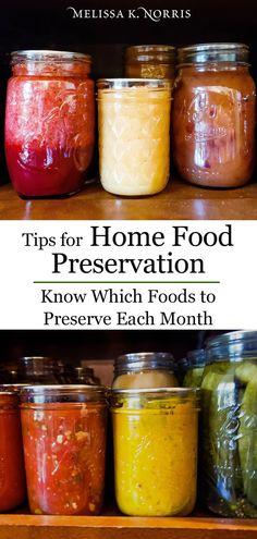 some jars filled with food sitting on top of a wooden shelf next to each other