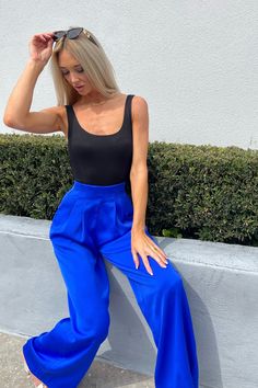 Exciting news! Our best-selling High Waisted Wide Leg Trousers are back in stock! Whether you're headed to the office or out for a night on the town, these versatile trousers are the perfect choice. Pair them with a crop top for a chic evening look or style them professionally for the workplace.
Wide leg
Pockets
Zipper
100% Polyester 
HAND WASH COLD SEPARATELY, NO BLEACH, HANG TO DRY, COLOR WILL BLEED
Model is wearing a size small, measurements are Bust 34, Waist 26, Hips 34 Blue Trousers Outfit, Blue Trousers, Short Sleeve Bodysuit, Maxi Dresses Casual, Back In Stock, Exciting News, Pants Outfit, Wide Leg Trousers, Sweater Jacket