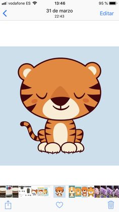 an image of a cartoon tiger sitting on top of a blue background with the caption's name in spanish