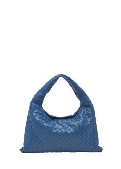 "Find BOTTEGA VENETA Small Hop Bag on Editorialist. Bottega Veneta \"Hop\" hobo bag in intrecciato leather Flat top handle, 6.5\" drop Fold-over flap top with magnetic closure Interior, one zip pocket Approx. 8\"H x 16.1\"W x 2.9\"D Made in Italy" Designer Hobo Pouch Bag For Errands, Designer Pouch Hobo Bag For Errands, Designer Blue Shoulder Bag With Woven Leather, Designer Blue Woven Leather Shoulder Bag, Leather Bucket Bag With Intrecciato Weave For Errands, Intrecciato Weave Pouch Shoulder Bag For Errands, Intrecciato Weave Pouch Bag, Luxury Woven Leather Hobo Bag For Daily Use, Designer Intrecciato Weave Bucket Tote Bag