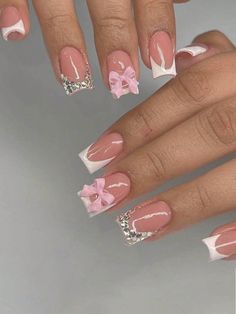 Multicolor  Collar   Graphic,Plain,Plants Color Nails,3D Nails Embellished   Nail,Hand & Foot Care Nails 3d, Manicure Diy, Nails For Women, White French, False Nail, Diy Manicure, French Tip Nails, Artificial Nails