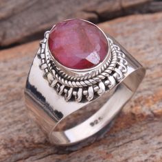 Faceted Red Ruby (lab created) Oval Gemstone Ring Stylish Ring 925 Sterling Silver Jewelry Handmade Designer Ring Size US 6 Jewelry Gift ar4098 ( Stamped 925 ) MATERIAL - 925 STERLING SILVER GEMSTONE - Red Ruby (lab created) RING SIZE - US 6 STONE SIZE - 12 x 10 mm RING WEIGHT - 5.4 GRAMS COLOR - AS SEEN IN PICTURE Earrings Handmade Dangle, Handmade Fine Jewelry, Silver Jewelry Design, Stylish Rings, Sterling Silver Jewelry Handmade, Sterling Jewelry, Silver Jewelry Handmade, 925 Silver Jewelry, Red Ruby